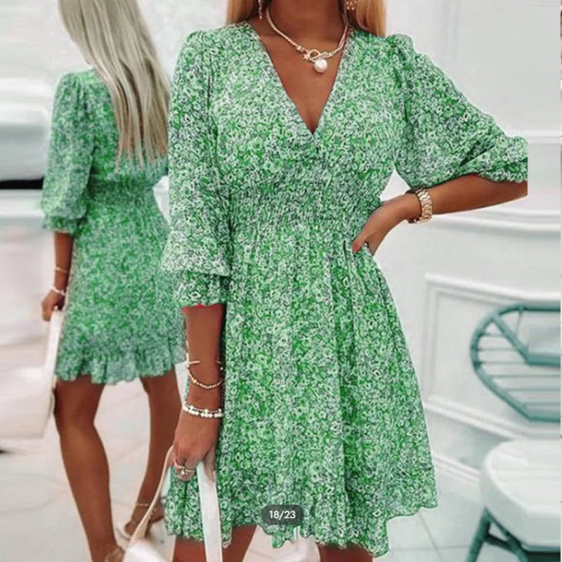 Nelly - Comfortabele vrouwen jurk in Ibiza-stijl met bloemenpatroon