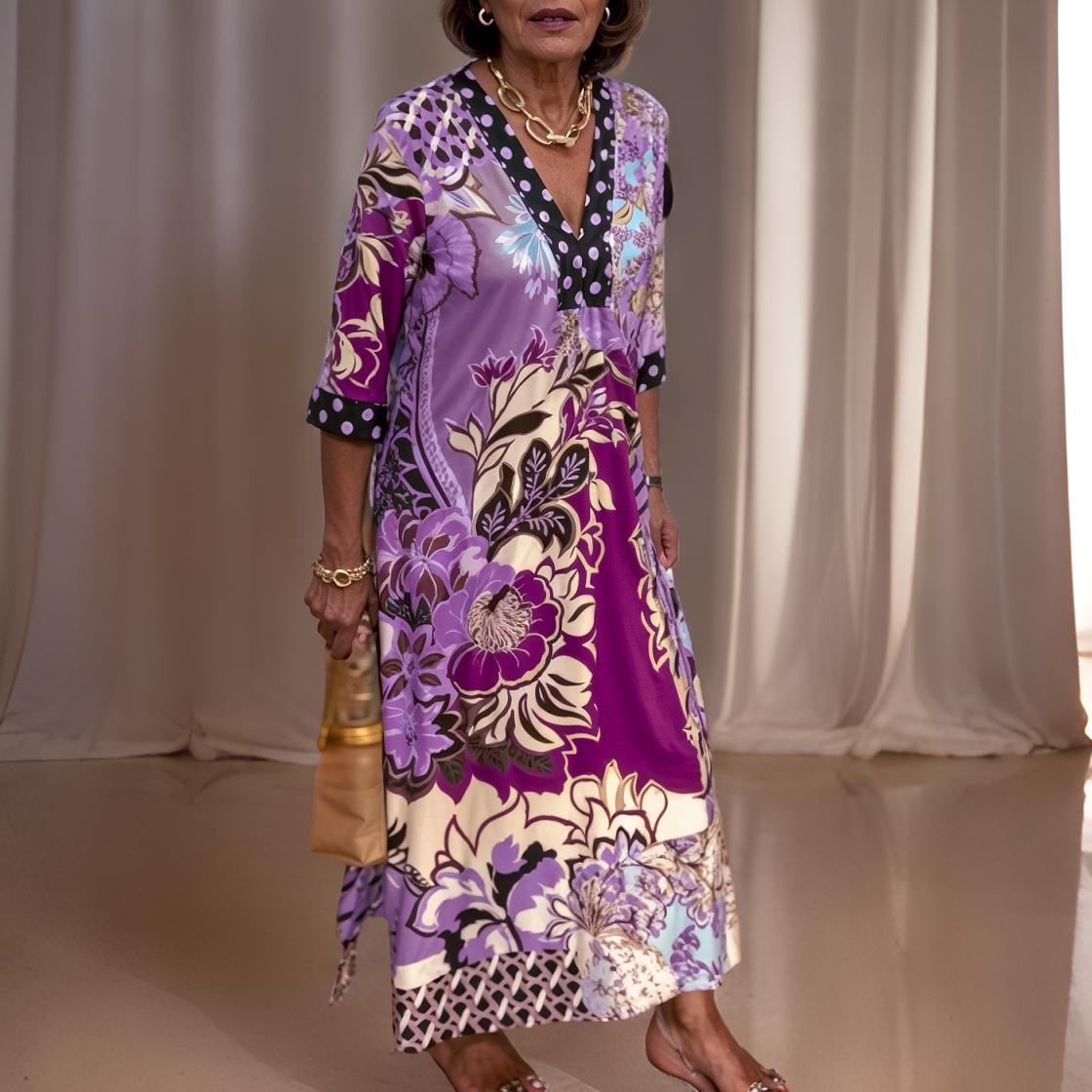 Vinta - Elegante lange vintage stijl jurk met split