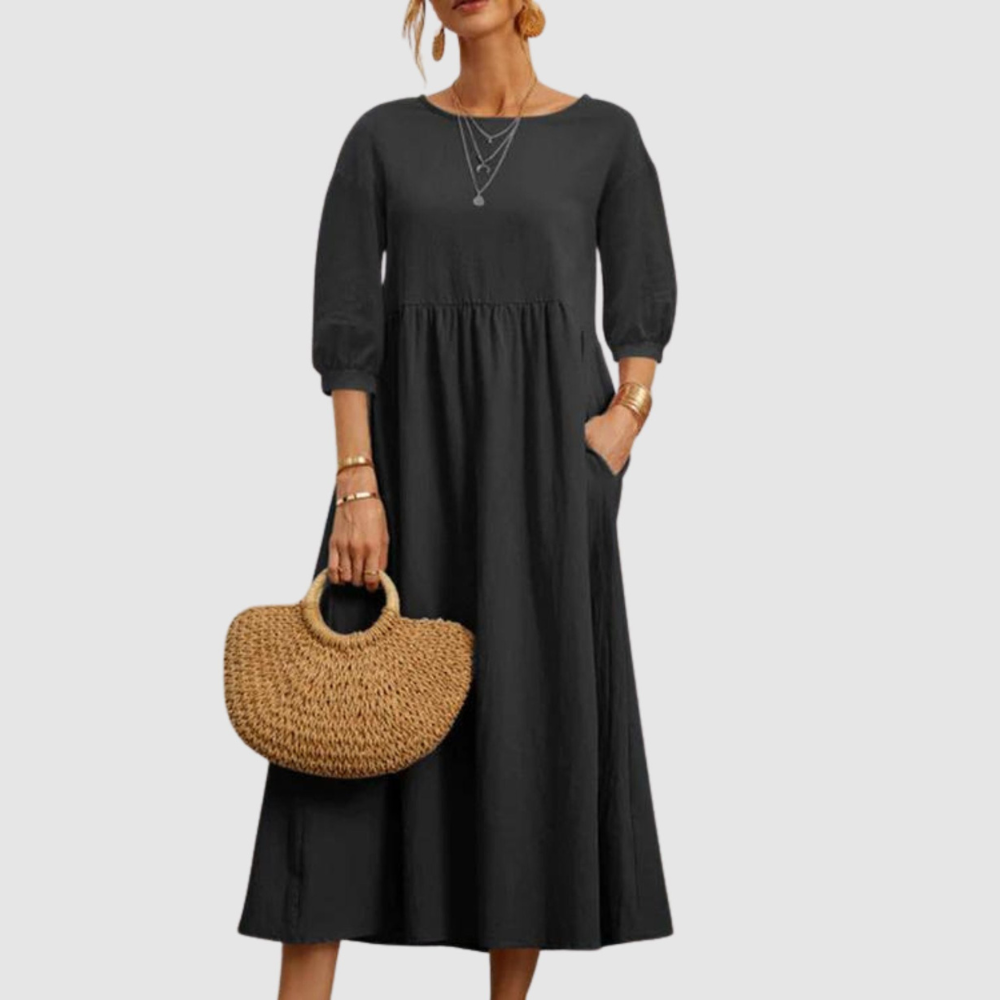Ebony - Dames zomerjurk met lanternmouwen