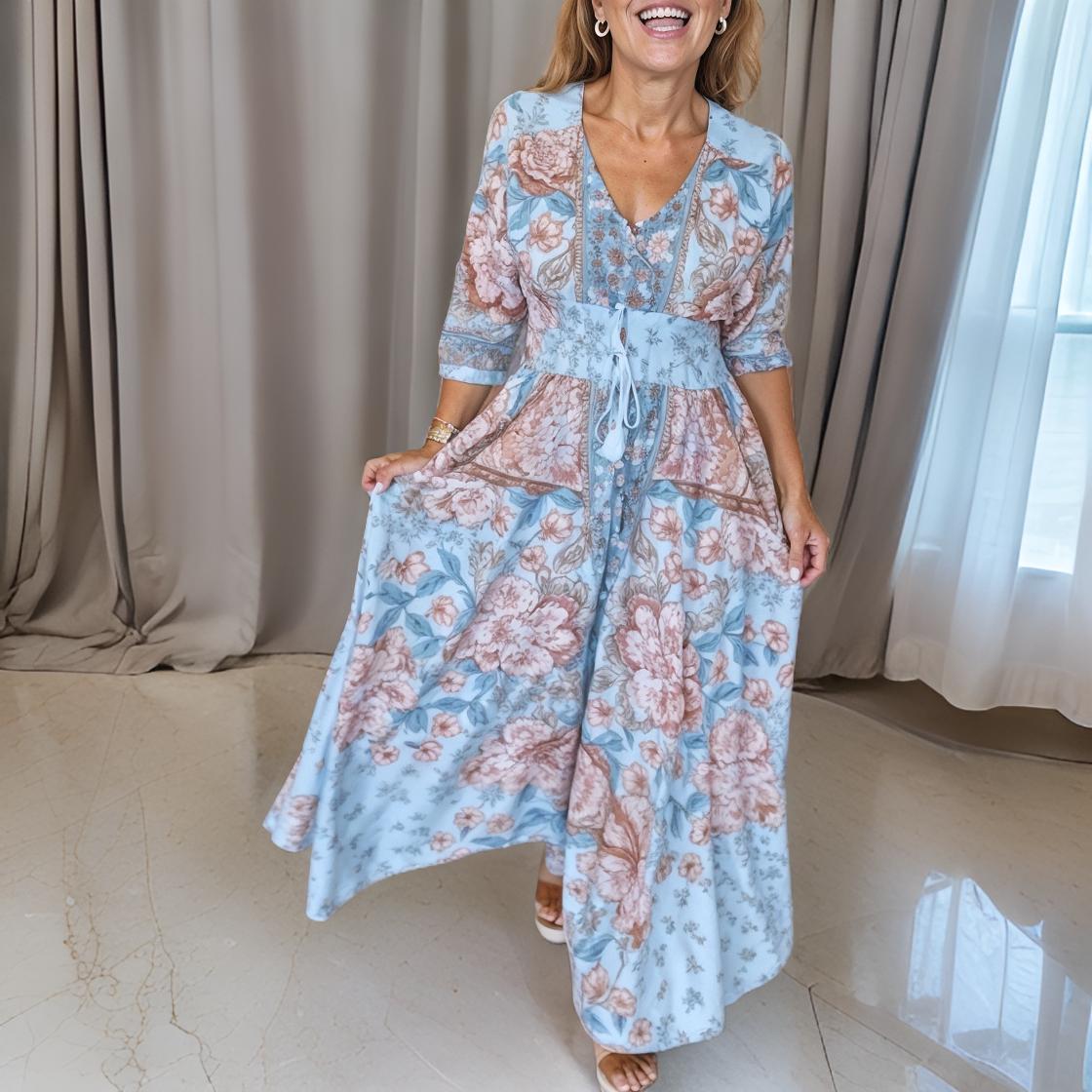 Paola – Lange jurk met V-hals
