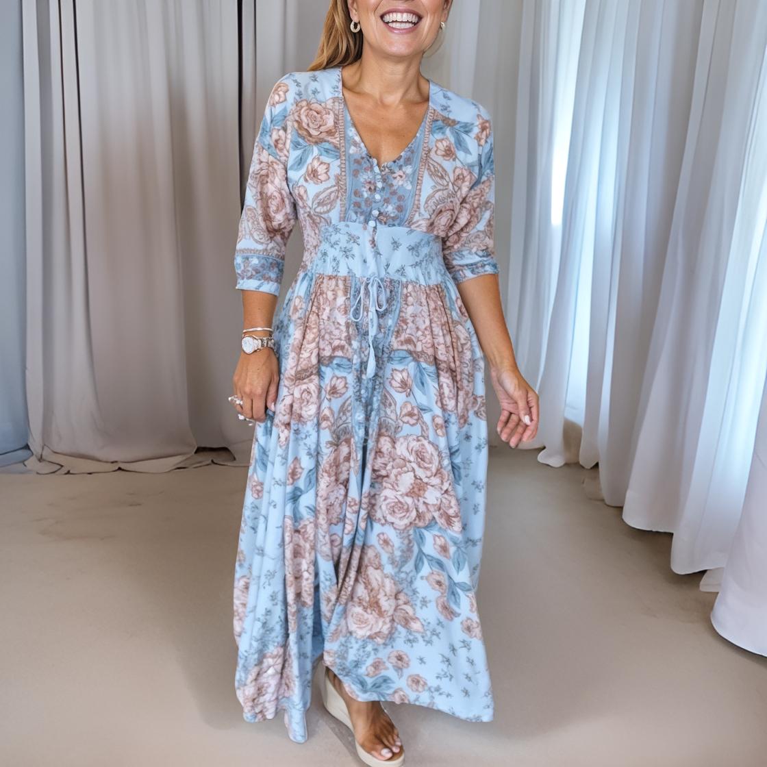 Paola – Lange jurk met V-hals