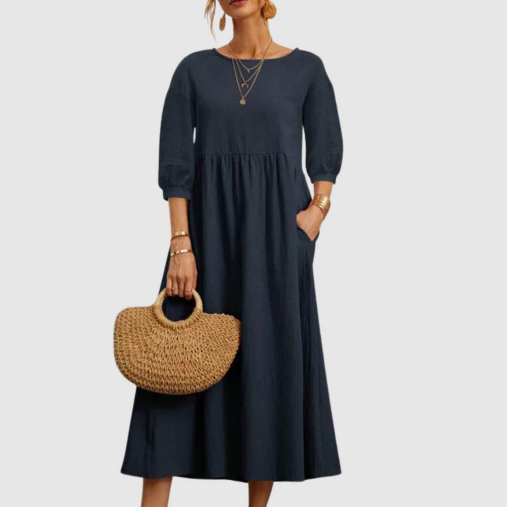 Ebony - Dames zomerjurk met lanternmouwen
