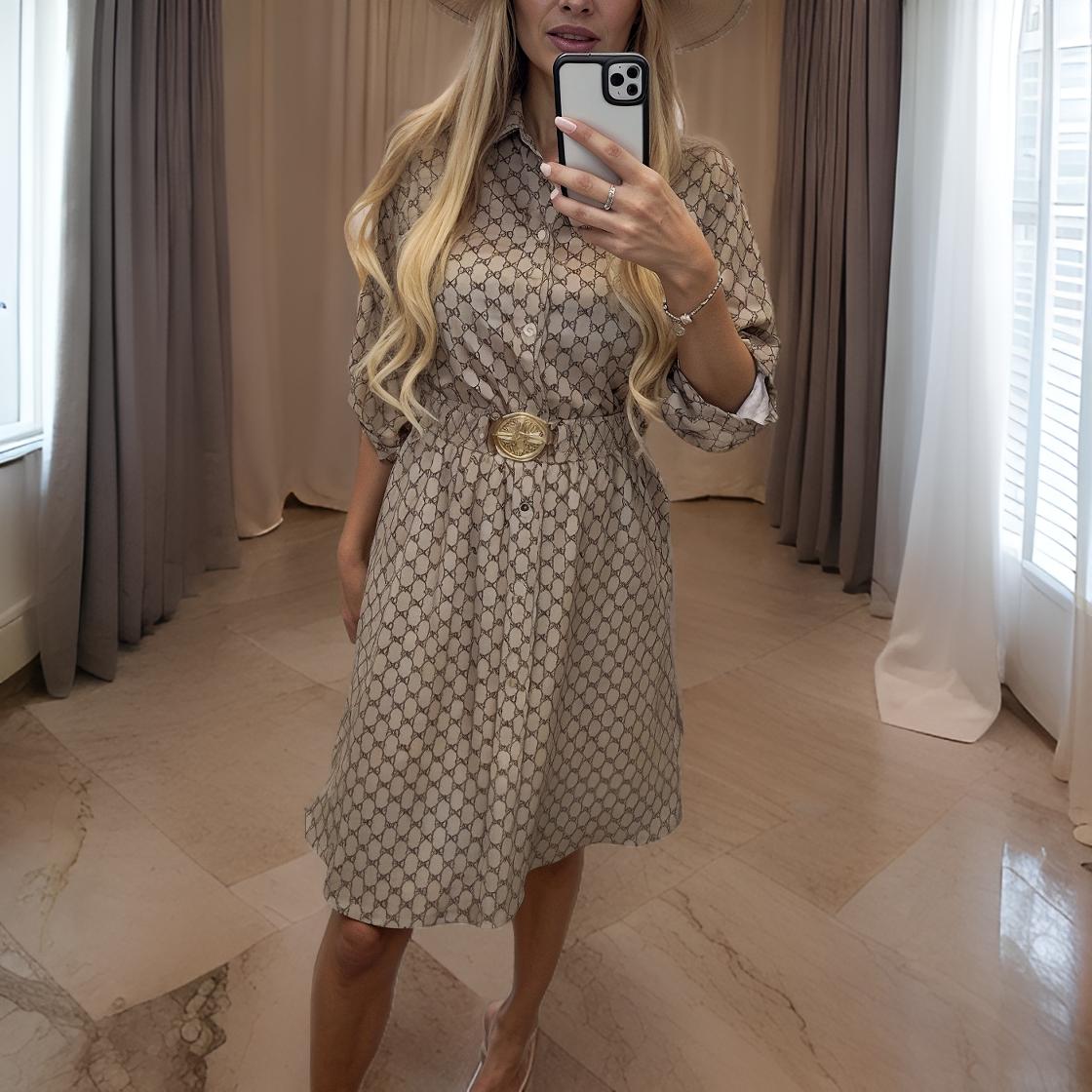 Eliza - Elegante blouse jurk met riem