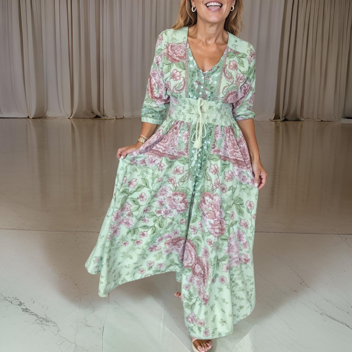 Paola – Lange jurk met V-hals