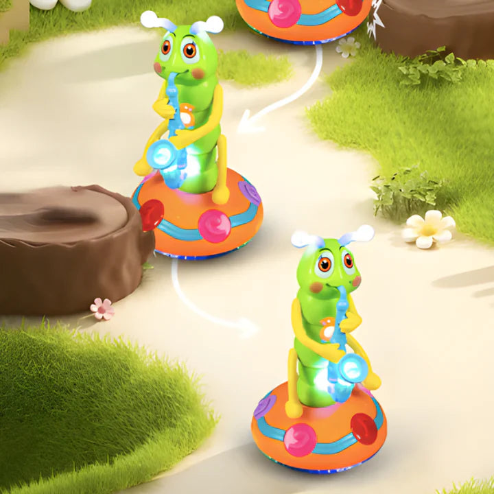 Muzikale, lichtgevende rups – een interactief speeltje voor kinderen