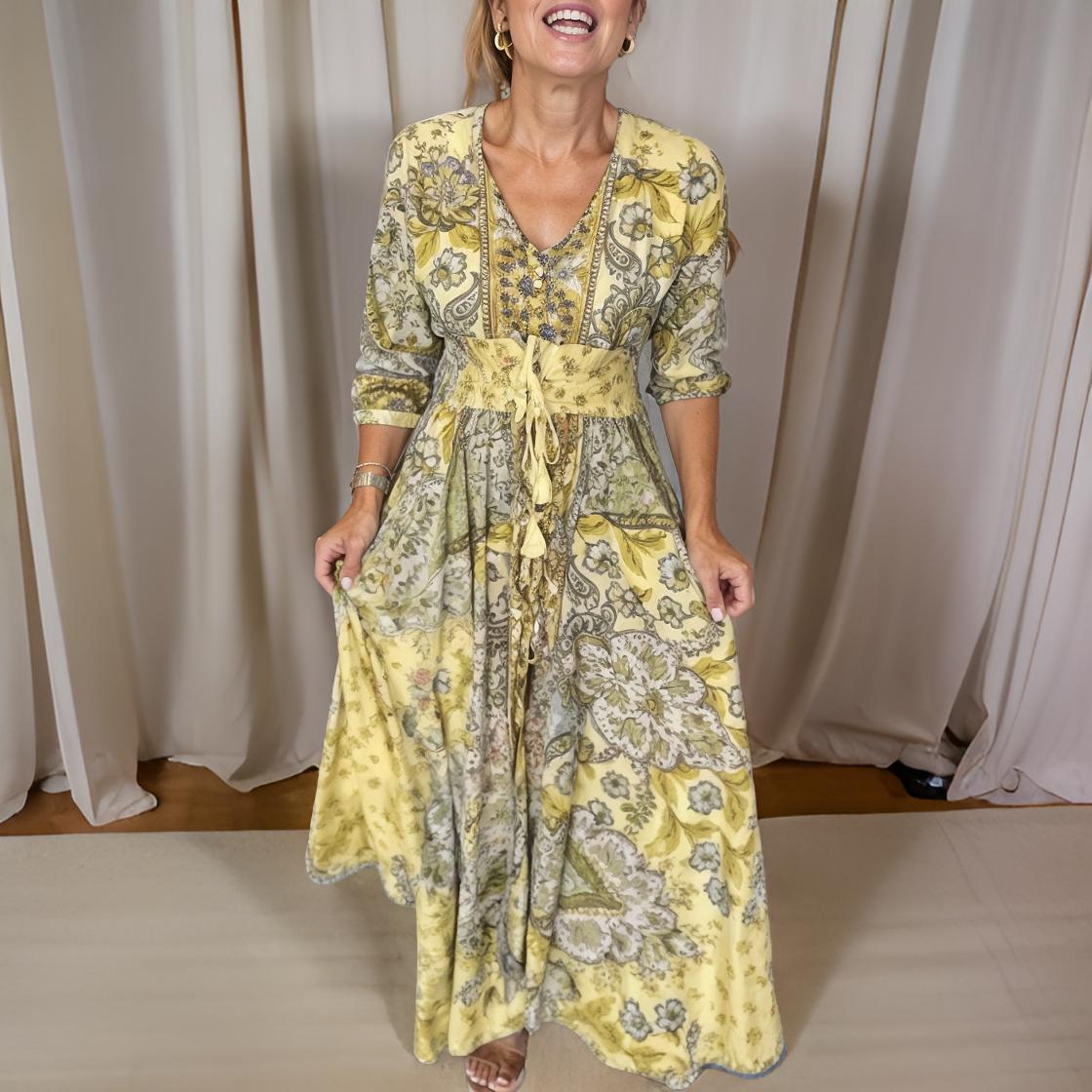 Paola – Lange jurk met V-hals