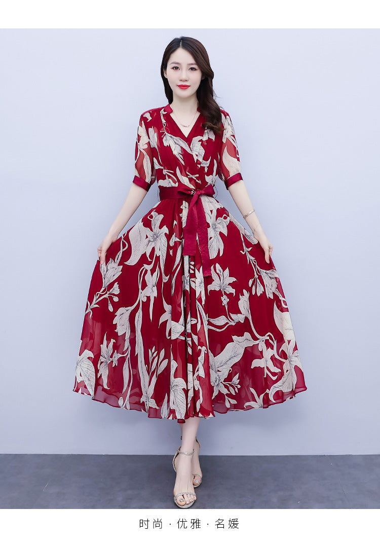 Theffanie's V-jacquard maxi jurk