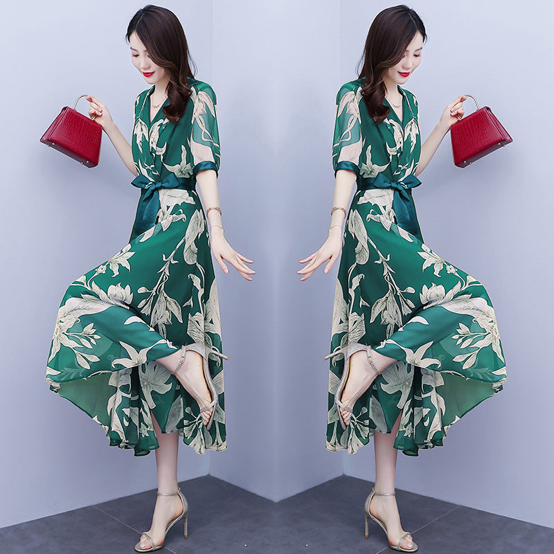 Theffanie's V-jacquard maxi jurk