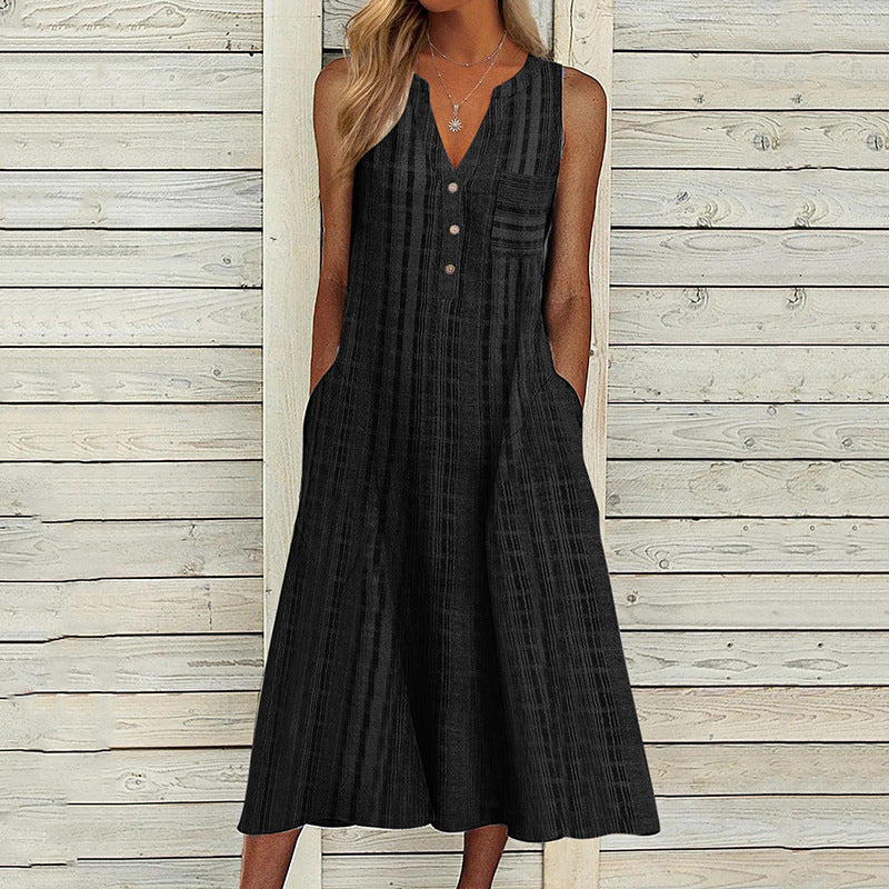 Ella - Sandkleur linnen maxi jurk