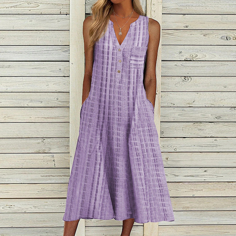 Ella - Sandkleur linnen maxi jurk
