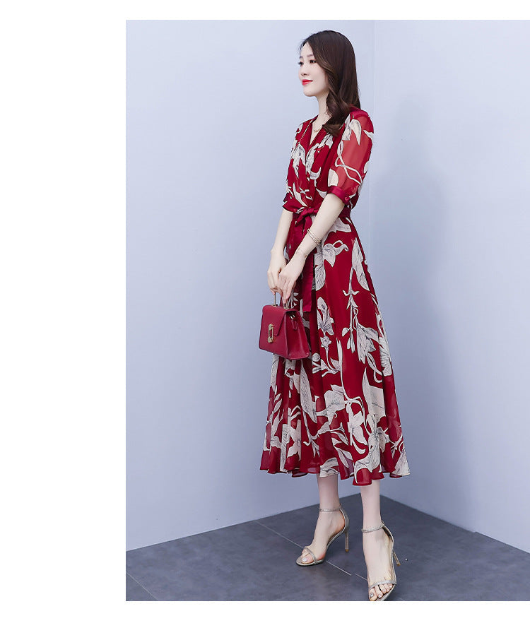 Theffanie's V-jacquard maxi jurk