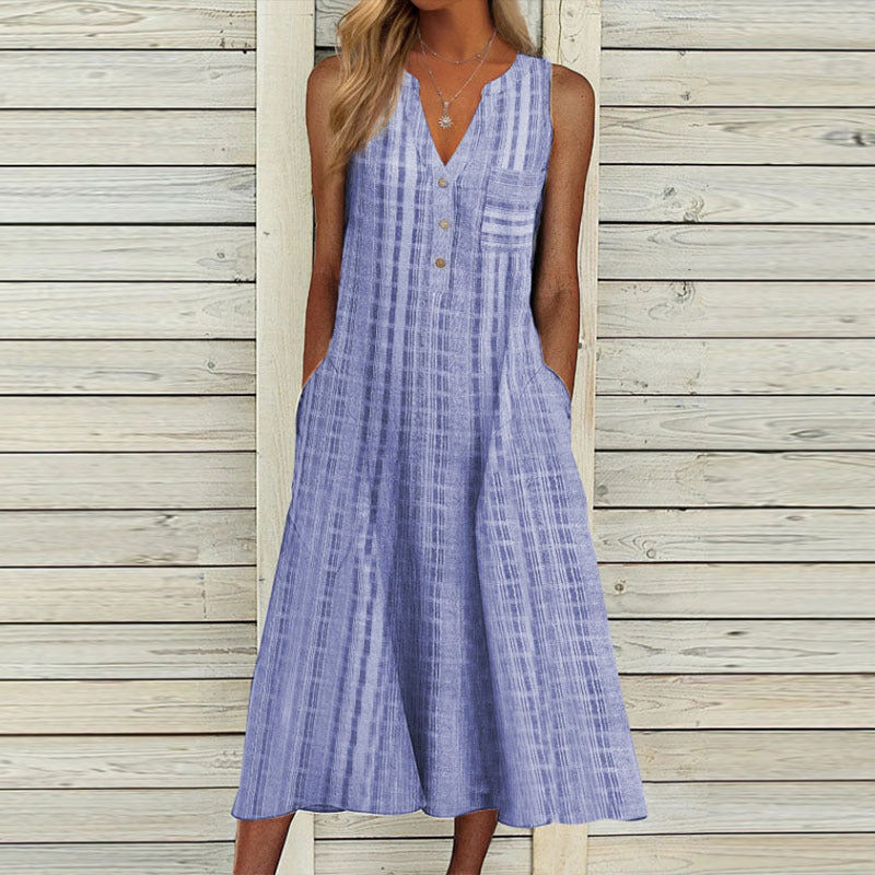 Ella - Sandkleur linnen maxi jurk