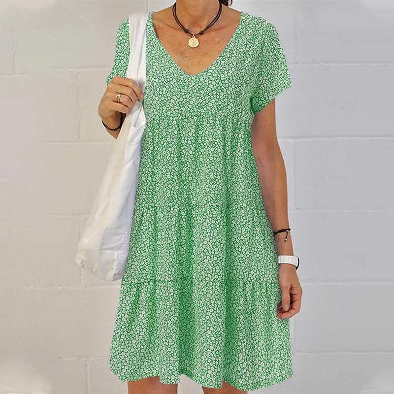 Margareth | Elegante Ibiza-stijl vrouwenjurk met ronde halslijn