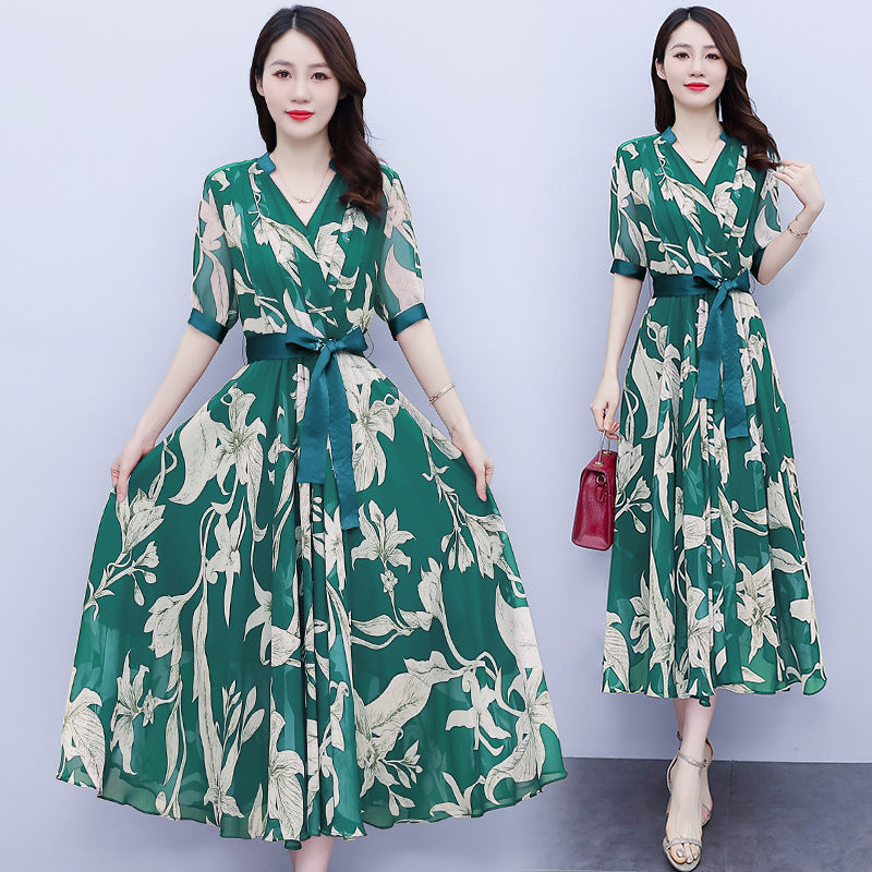 Theffanie's V-jacquard maxi jurk