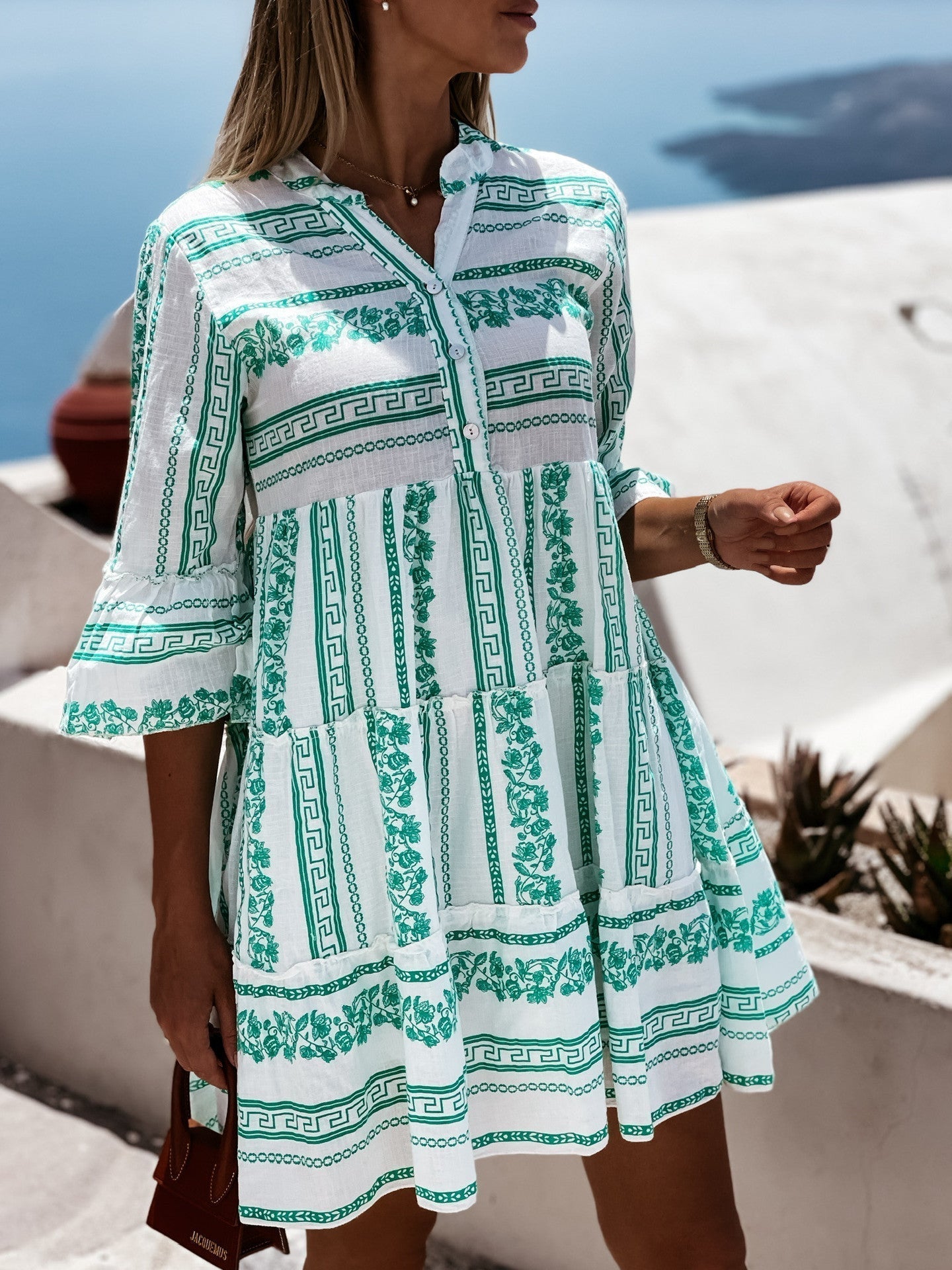 Jayden - Midi zomerjurk Ibiza boho stijl met knopen