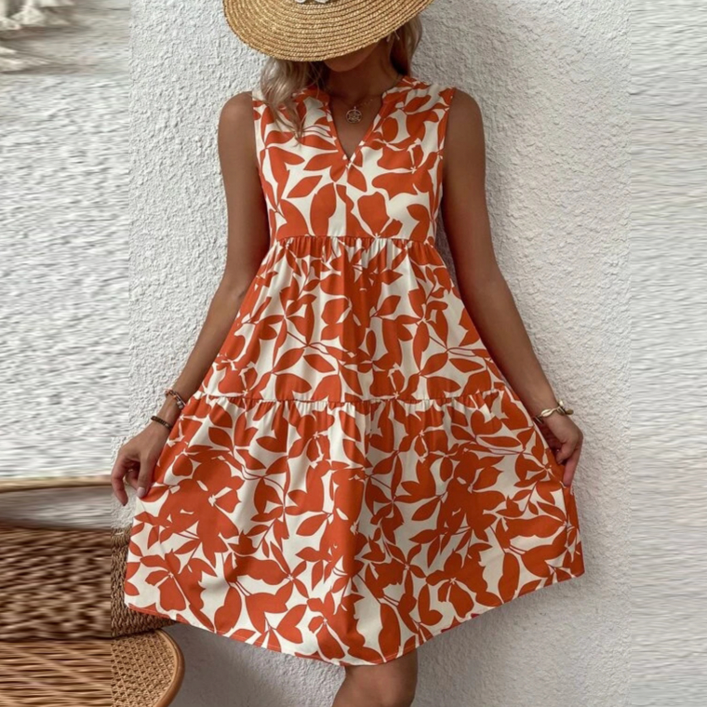 Gabrielle - Midi zomerjurk boho bloemenprint