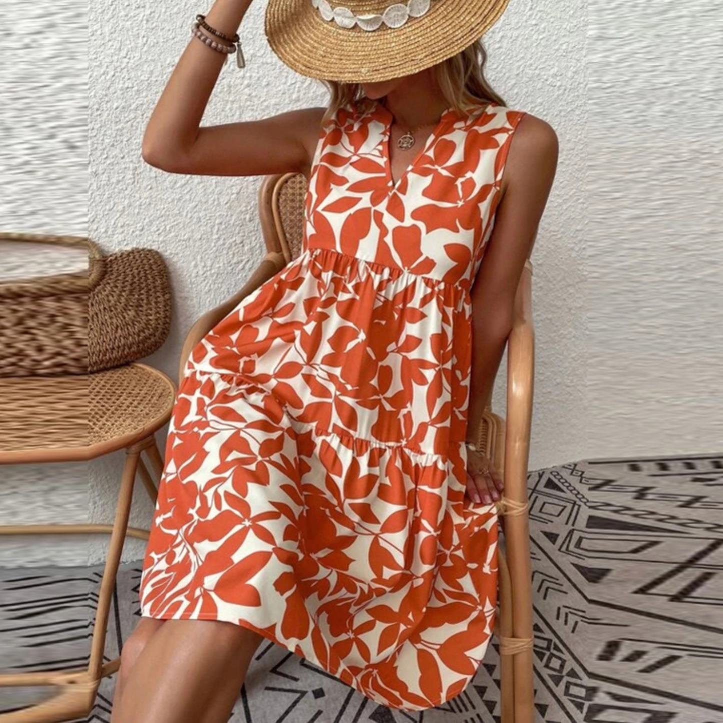 Gabrielle - Midi zomerjurk boho bloemenprint