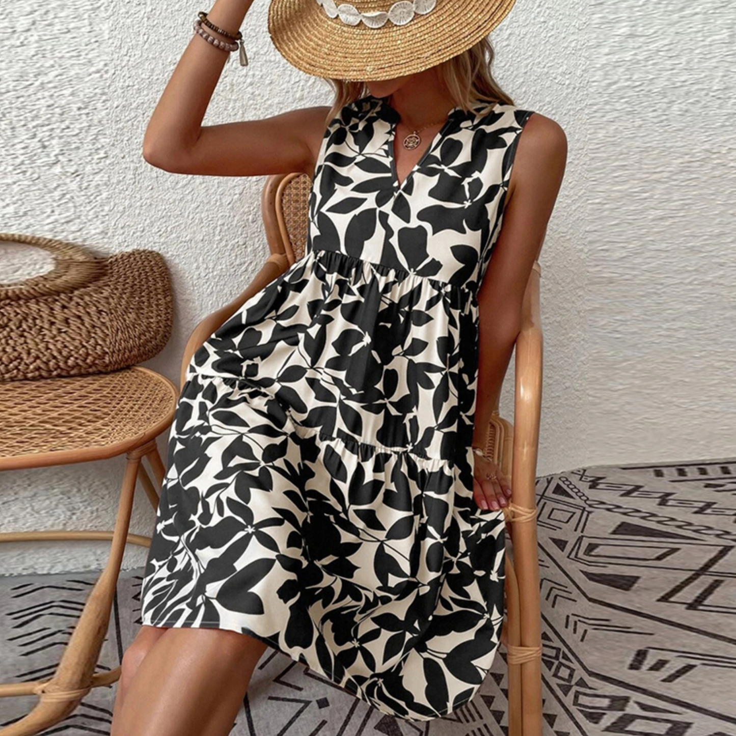 Gabrielle - Midi zomerjurk boho bloemenprint