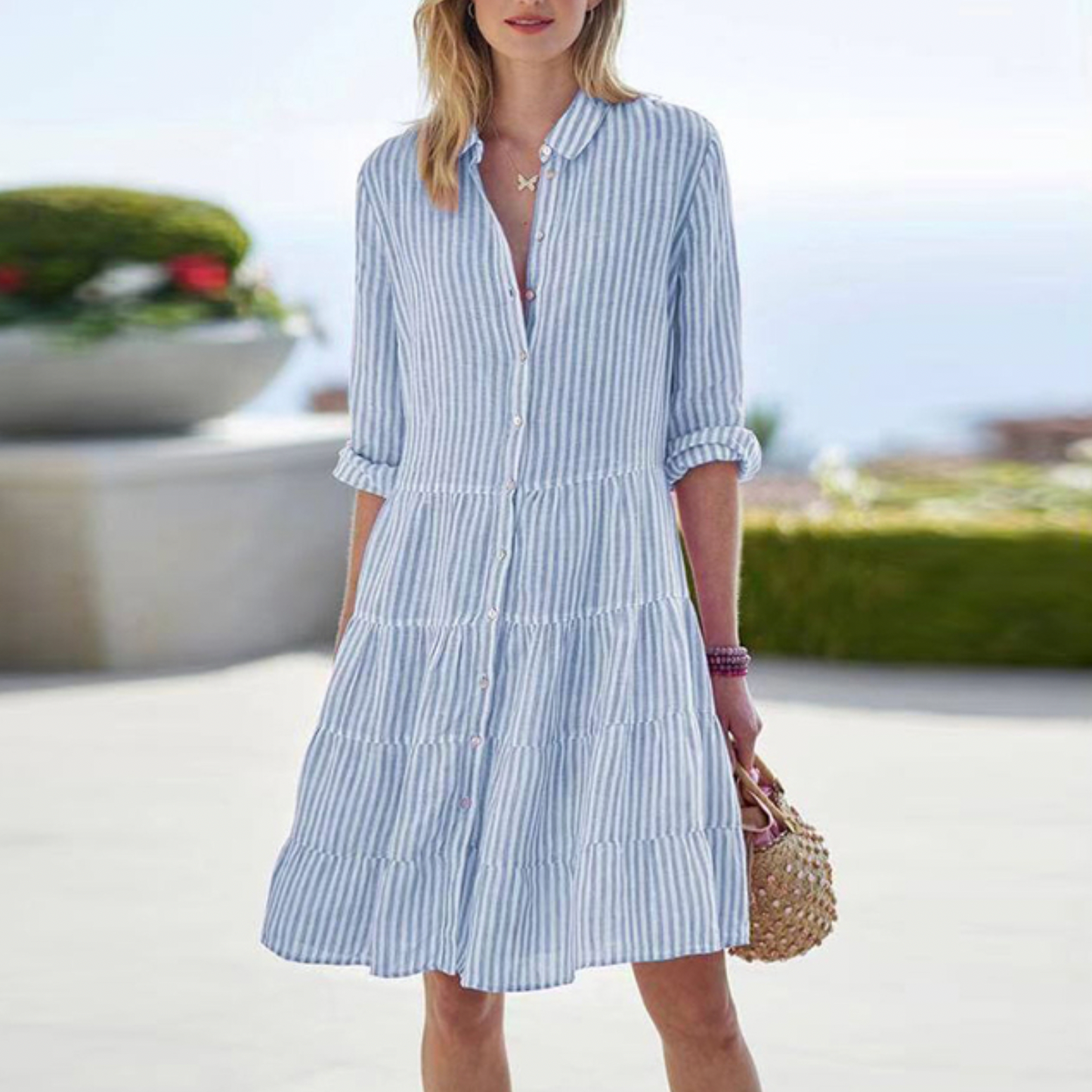 Saskia - Lange zomerse jurk met knopen