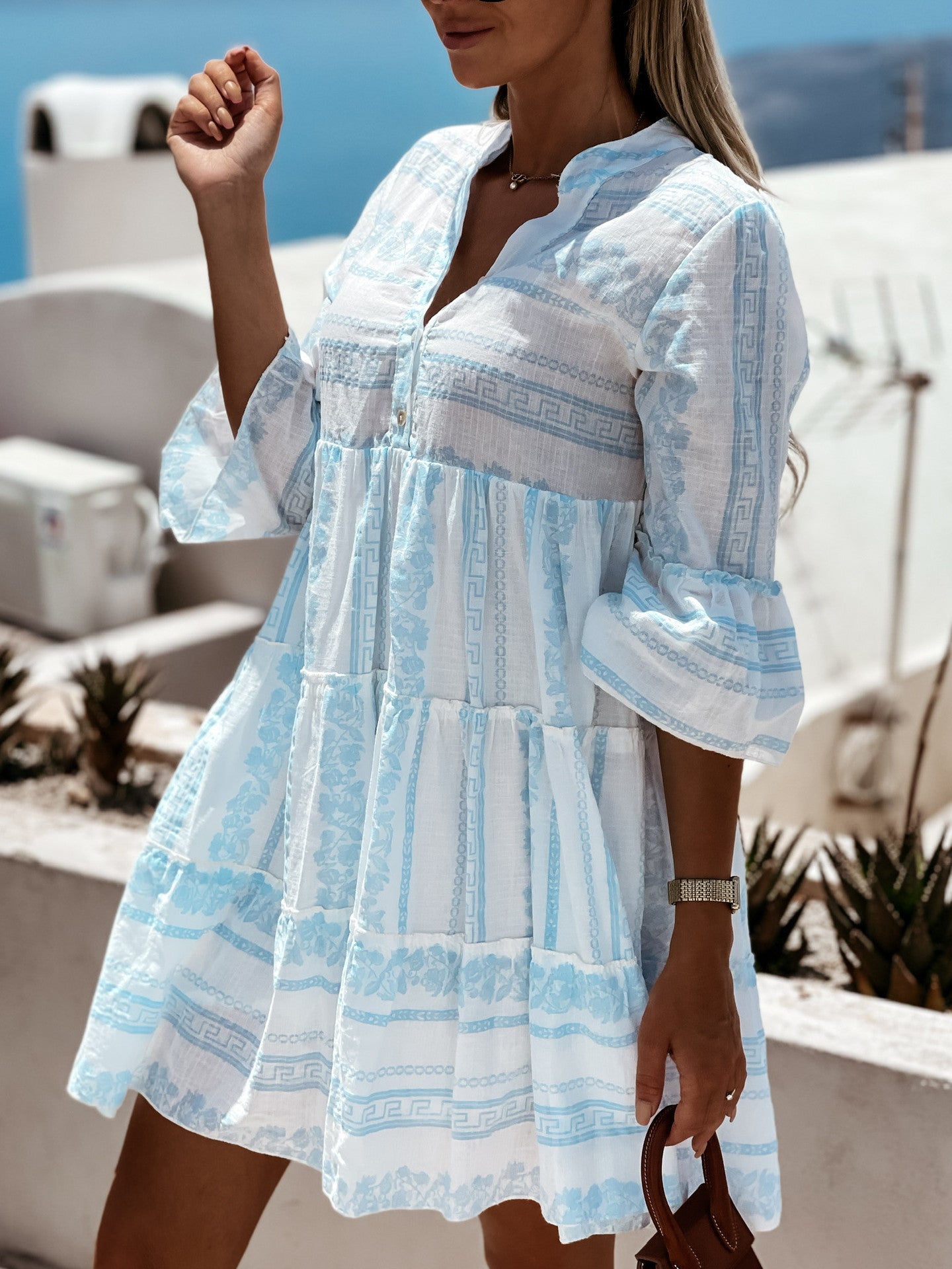 Jayden - Midi zomerjurk Ibiza boho stijl met knopen