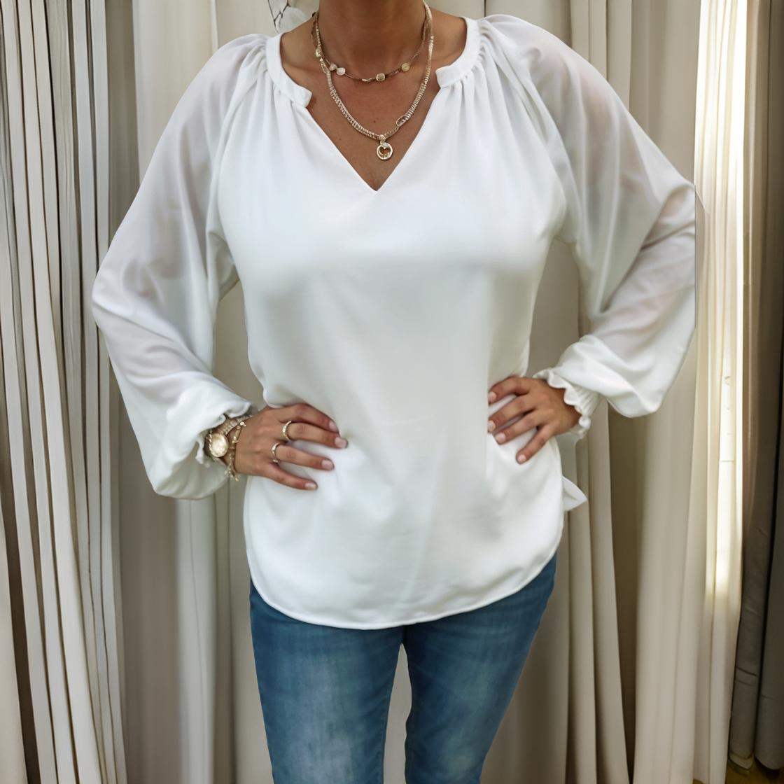 Luna - Elegante V-hals blouse met luchtige mouwen