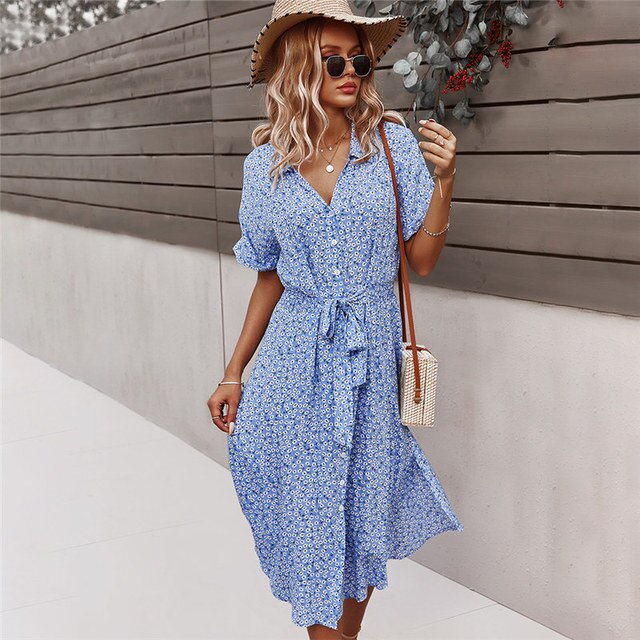 Selene Midi Jurk - Elegante boho midi jurk met bloemenpatroon voor dames