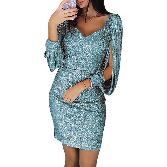 Kylie avondjurk | Elegante feestjurk met glitter en V-hals voor dames