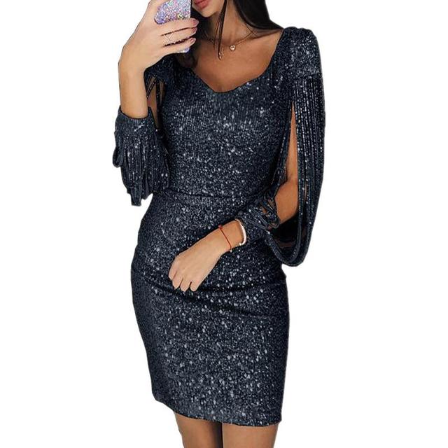 Kylie avondjurk | Elegante feestjurk met glitter en V-hals voor dames