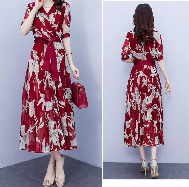 Theffanie's V-jacquard maxi jurk