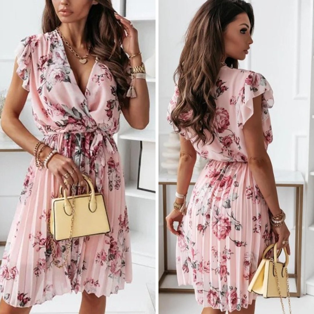 Mariana | Midi jurk met bloemenprint en verstelbare taille