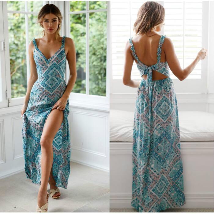 Vera - Verleidelijk vrouwelijke en subtiele maximalistische Boho stijl jurk
