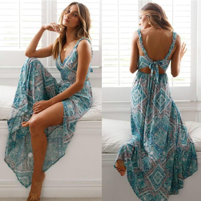 Vera - Verleidelijk vrouwelijke en subtiele maximalistische Boho stijl jurk