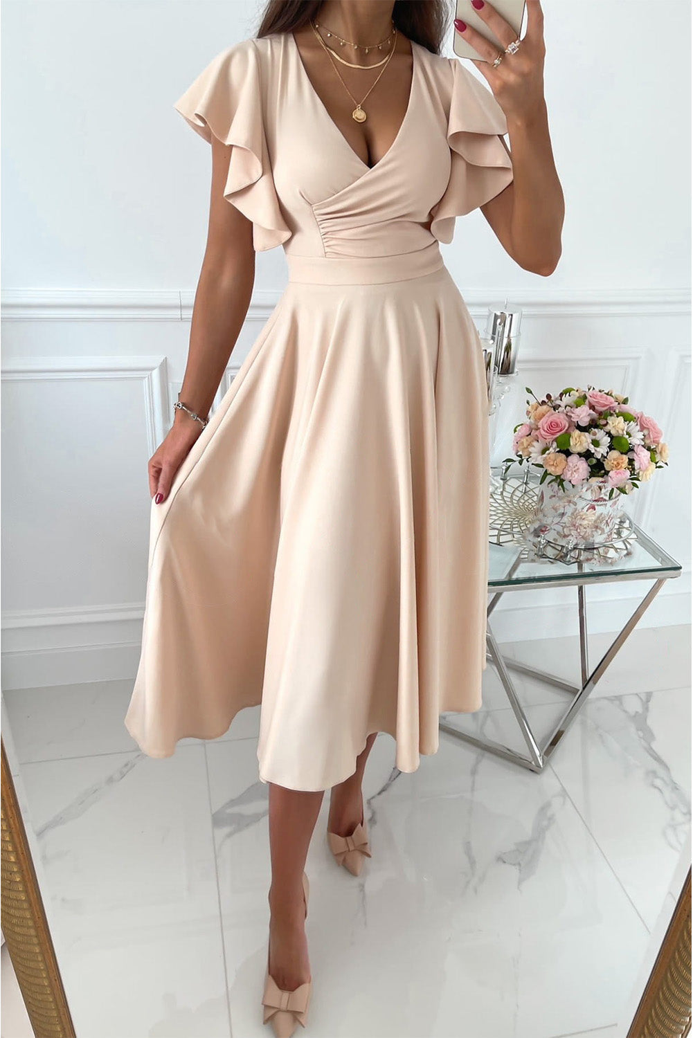 BreezyChic - Dames dagelijkse jurk Sexy V-hals losse jurk