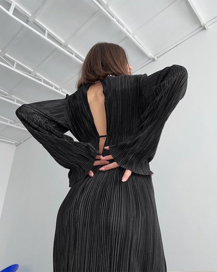 Stella - Plissé midi jurk