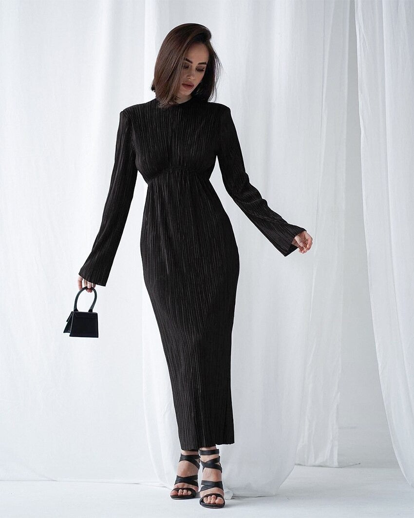 Stella - Plissé midi jurk