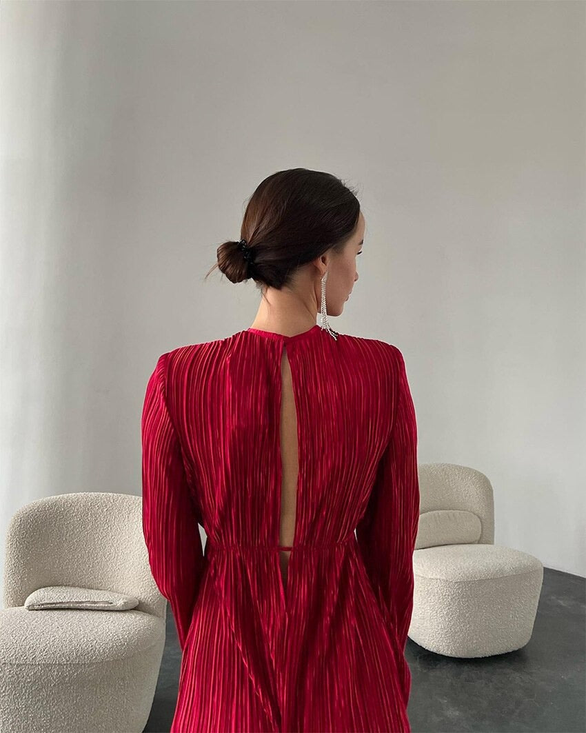 Stella - Plissé midi jurk