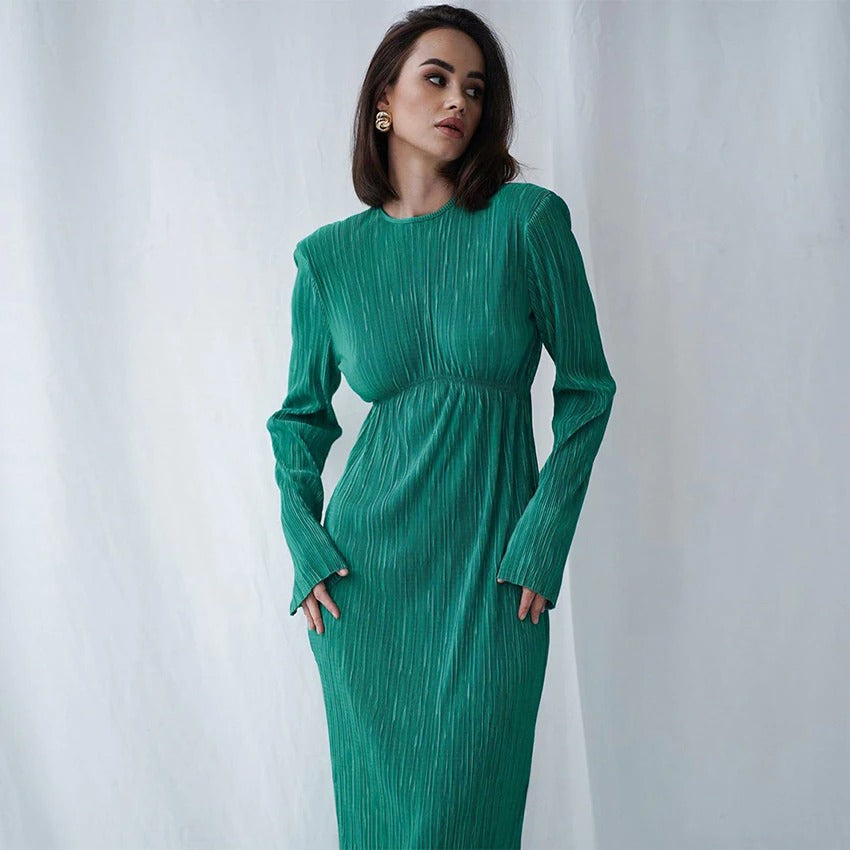 Stella - Plissé midi jurk