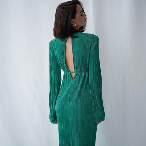 Stella - Plissé midi jurk