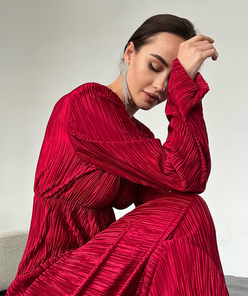 Stella - Plissé midi jurk