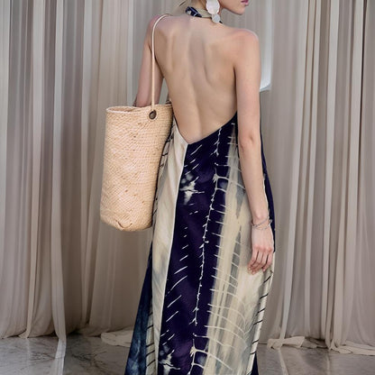 Camila – Elegante Gemarmerde Halter Tipo Jurk