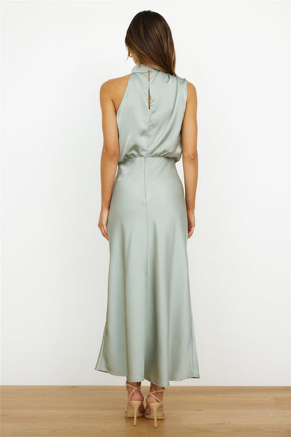 Klaudija - Elegante midi jurk met asymmetrische ronde halslijn