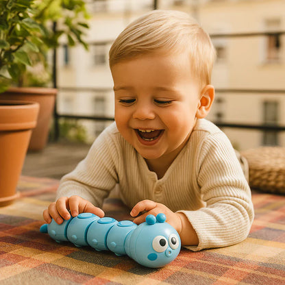 Rups­vormig opdraai­speeltje voor kinderen – stimuleert buikligging en de eerste kruipbewegingen