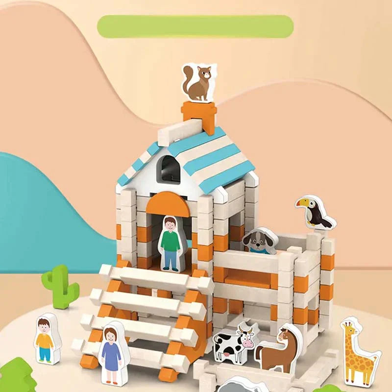 Houten bouwblokken – een spel om te stapelen, bouwen en ontdekken