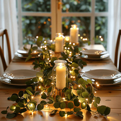 Decoratieve lichtslinger met elegante groene accenten