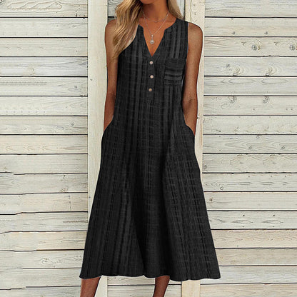 Ella - Sandkleur linnen maxi jurk