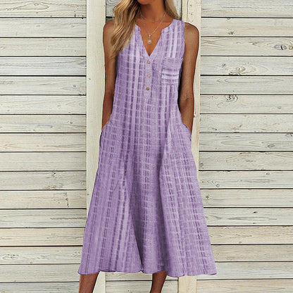 Ella - Sandkleur linnen maxi jurk