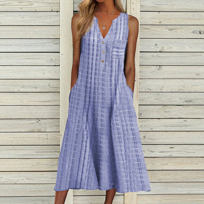 Ella - Sandkleur linnen maxi jurk