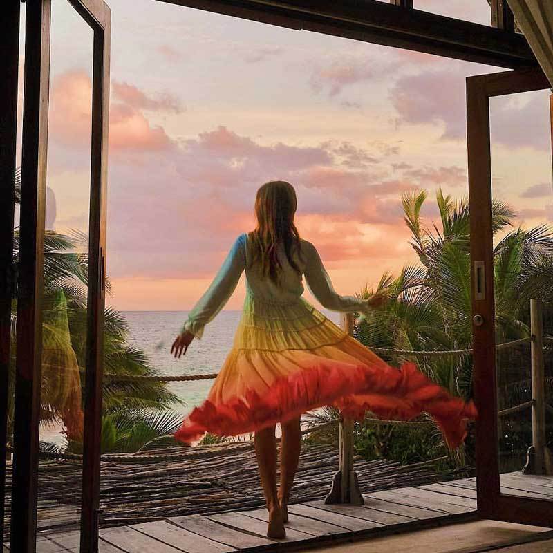 Sienna - Boheemse regenboog Maxi jurk