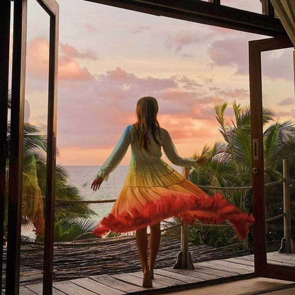 Sienna - Boheemse regenboog Maxi jurk