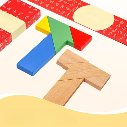 Houten T-vormige puzzel voor kinderen en volwassenen